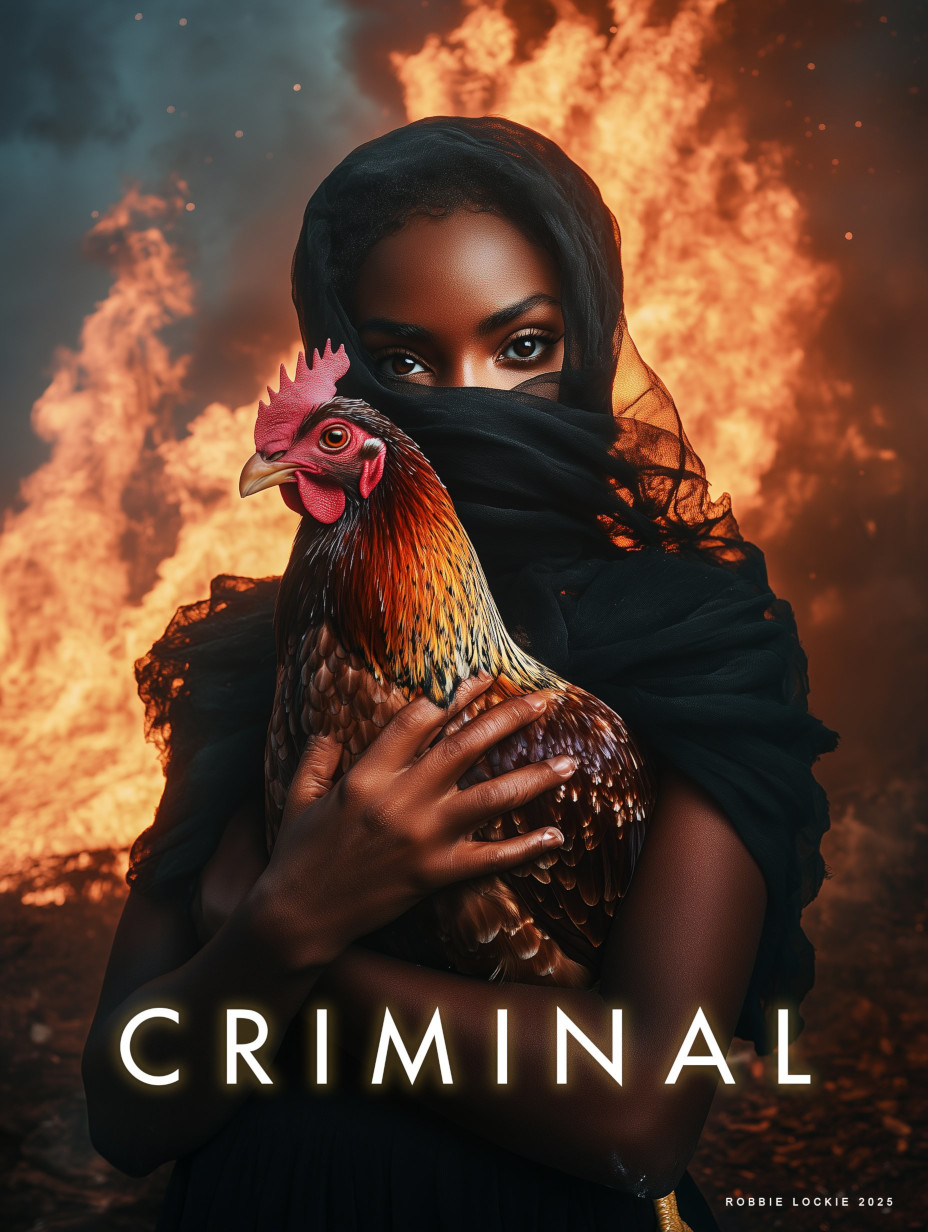 Heros x Villans AI-generated campaign artwork — animal framed as criminal