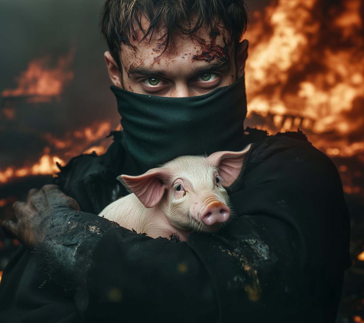 Heros x Villans — AI-generated artwork contrasting animals as heroes and criminals